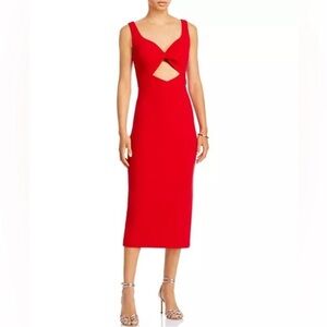 NWT Aqua Cherry Red Twist Front Cutout Midi Dress